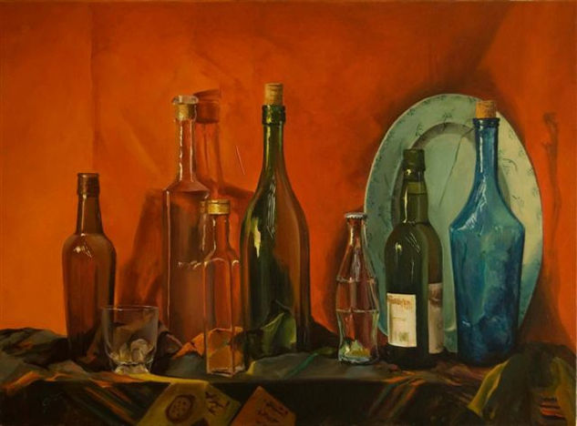 Bodegon con botellas Oil Canvas Still Life Paintings