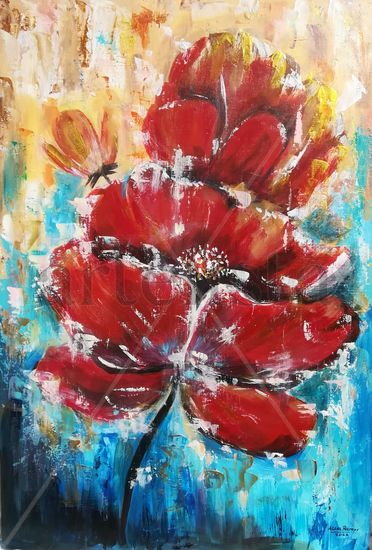 ***VENDIDO*** FLORES ROJAS Acrylic Panel Floral Painting