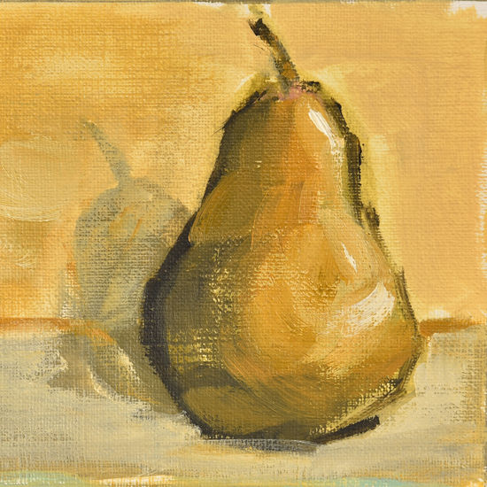 Pera en ocre Oil Paper Still Life Paintings