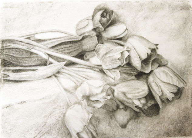 DIBUJO DE TULIPANES. Técnica Mixta