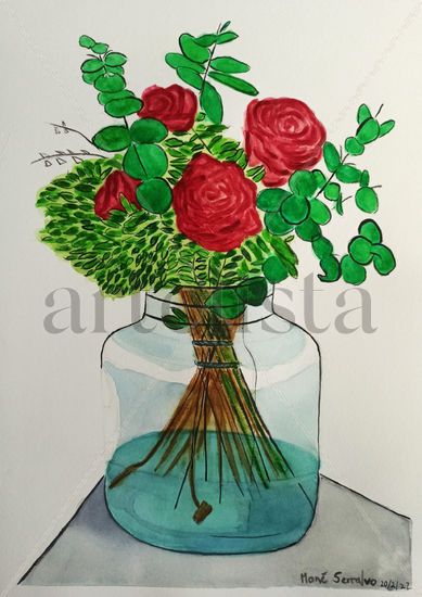 Ramo San Valentín Watercolour Paper Floral Painting