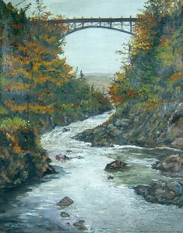 Puente en Vermont Óleo Lienzo Paisaje