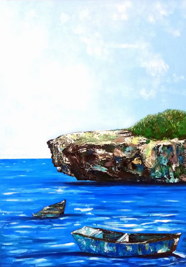 Buscando Azul Oil Canvas Marine Painting