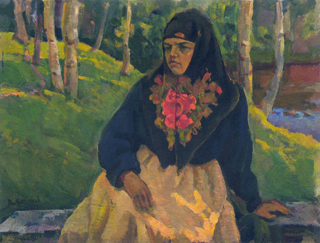 Woman dressed in russian attire Oil Canvas Figure Painting