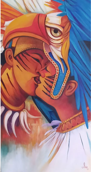 BESO EN CARNAVAL Acrylic Canvas Figure Painting