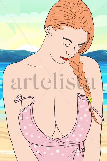 Mujer con trenza en la playa Otros