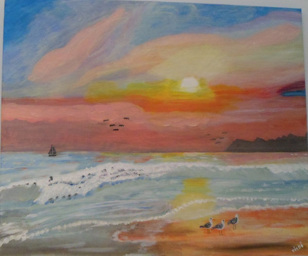 la playa Acrylic Canvas Marine Painting