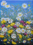 Anastasia Woron:"Margaritas Con Flores Silvestres"-Óleo Original (24x33 cm)2021