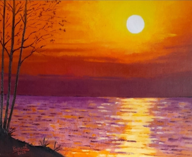 Amanecer en el río Oil Panel Marine Painting