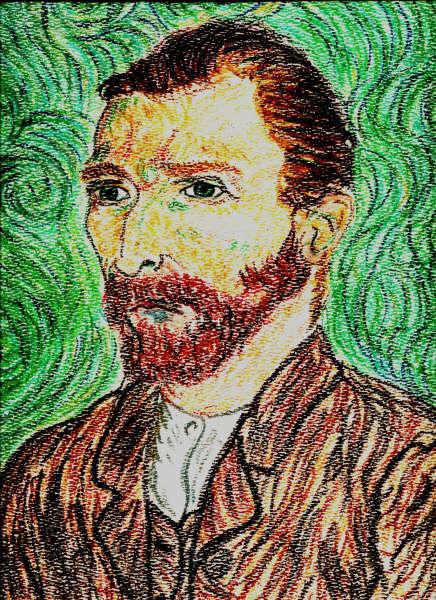 Retrato de Vincent fondo verde