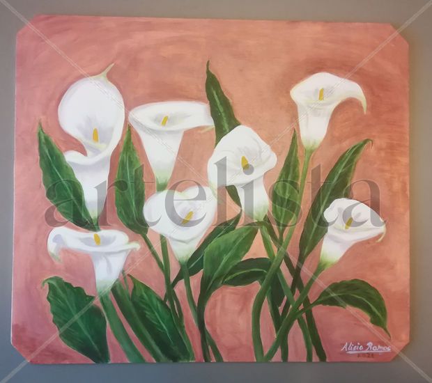 7 CALAS -B Acrylic Panel Floral Painting