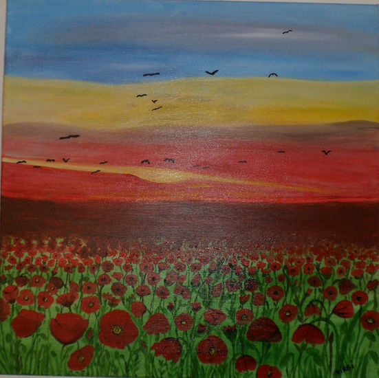 rojo sobre rojo Acrylic Canvas Landscaping