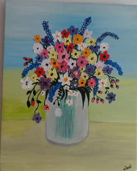 de mil colores Acrylic Canvas Floral Painting