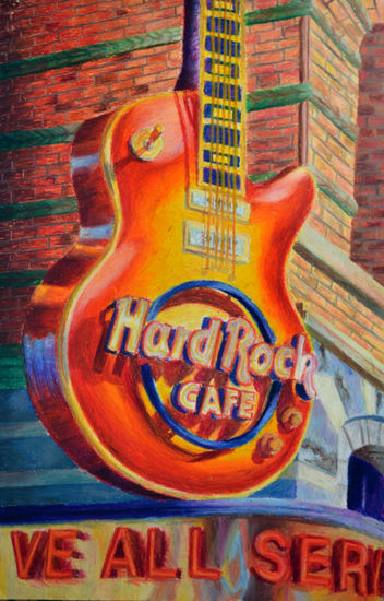 Guitarra HARD ROCK Pastel Papel Paisaje