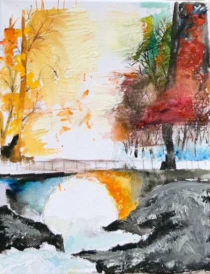 Paisaje de invierno Watercolour Canvas Landscaping