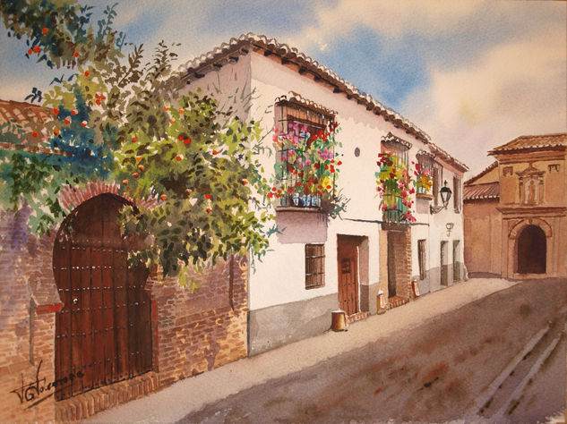 Calle Panaderos (Albaicín, Granada), Acuarela Papel Paisaje