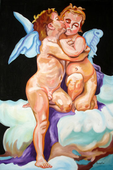 ANGELITOS Oil Canvas Figure Painting