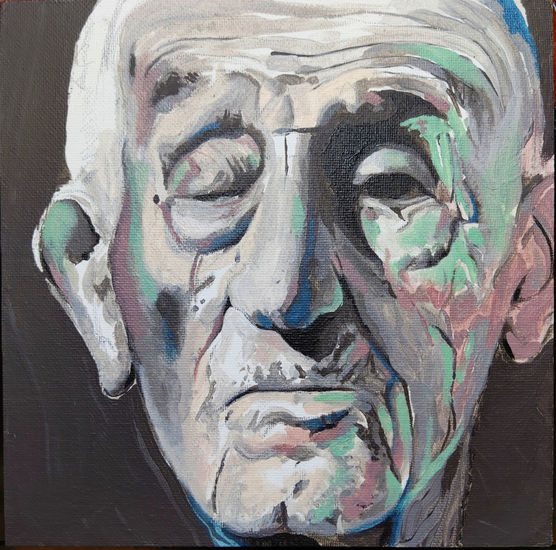 Anciano desvaneciéndose Acrylic Panel Portrait