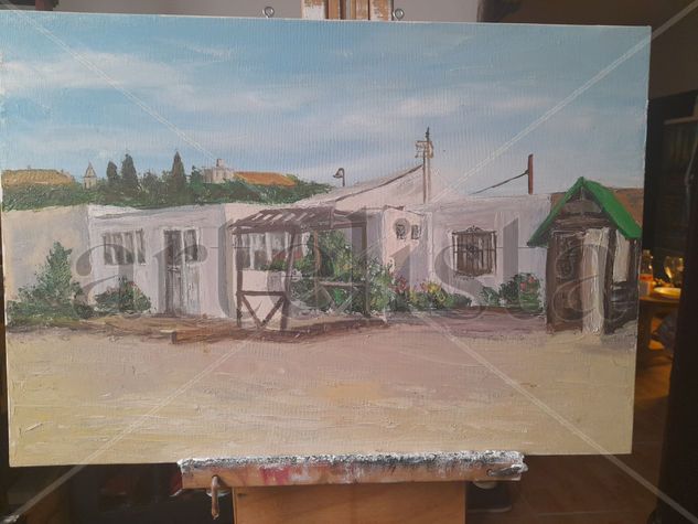 pe plaja din conil de la frontera  la bar  Curro Jimenez ,prima zi de carantina Oil Canvas Landscaping