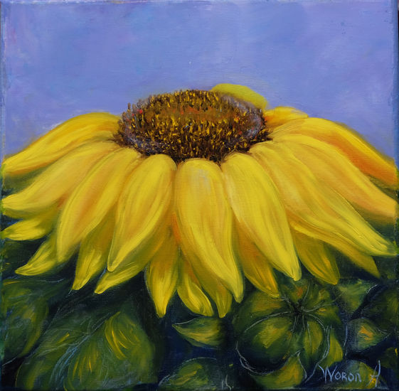 Anastasia Woron: " Girasol" - Óleo Original Firmado (30x30 cm.) 2016 Óleo Lienzo Floral