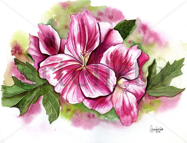 Hibiscus (2020) Acuarela Papel Floral