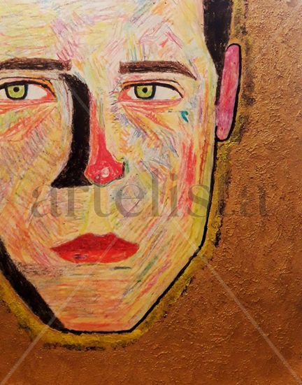 Rostro hecho con crayones Wax Paper Figure Painting