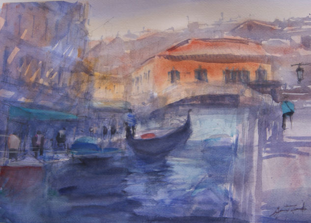 Impresión de Un Canal En Venecia Watercolour Paper Landscaping