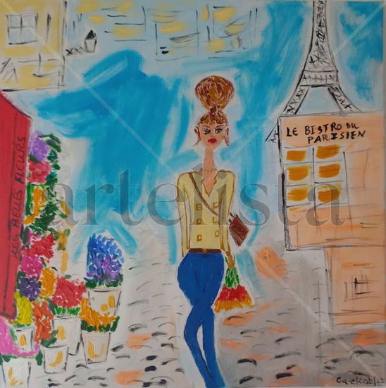 Parisian.enjoying her city Acrylic Canvas Others