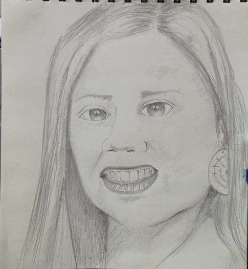 Estadio del retrato de Yesica, año 2019, Constitucion, Chile. Graphite