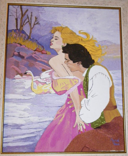 beso y cisne Acrylic Textile Others