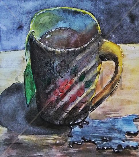 Taza de Te Watercolour Paper Still Life Paintings