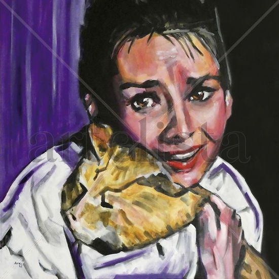 Holly y gato Acrylic Canvas Portrait