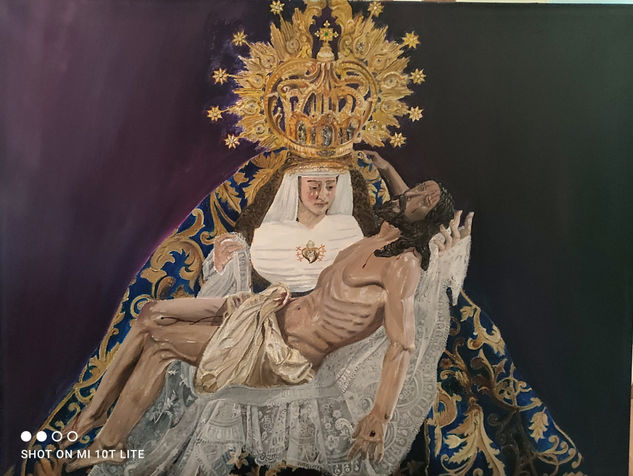 Virgen de las Angustias Óleo Lienzo Figura