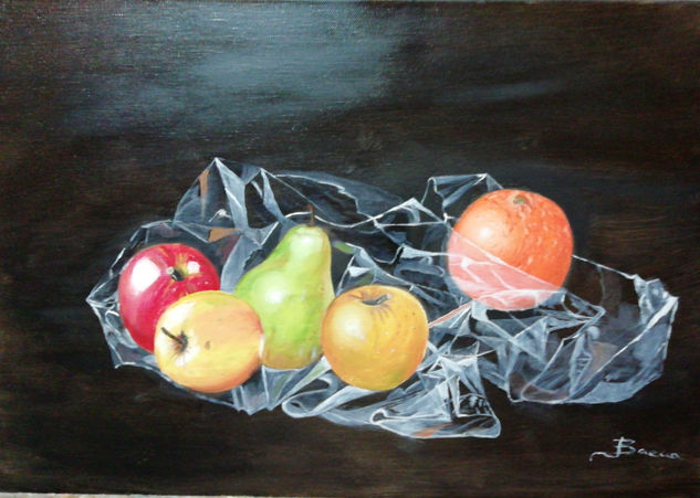 Frutas y plastico Oil Canvas Still Life Paintings