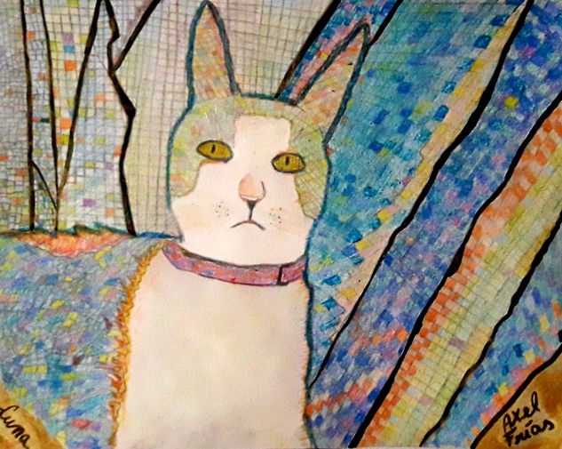 Mi gata Luna, mosaico Pastel Papel Animales