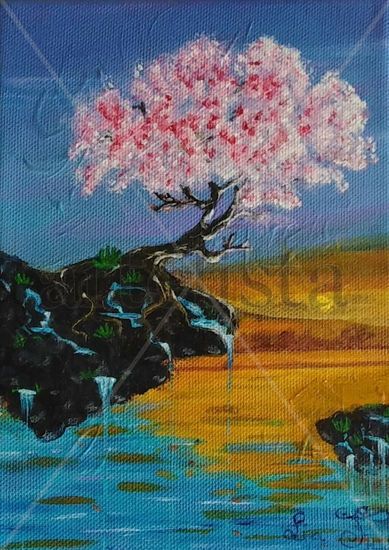 Cerezo al amanecer Acrylic Canvas Landscaping