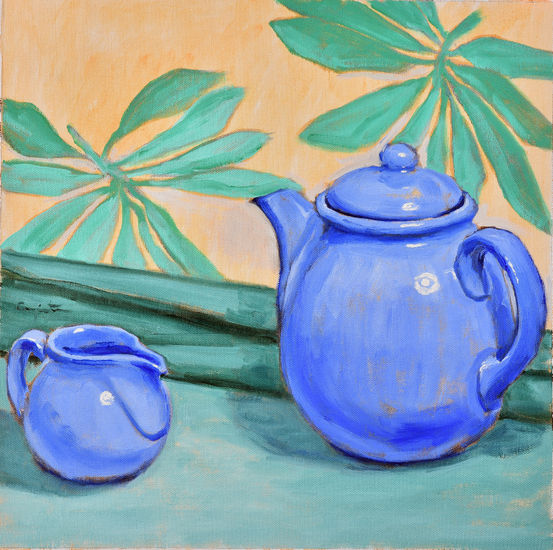 Tetera azul Oil Canvas Still Life Paintings