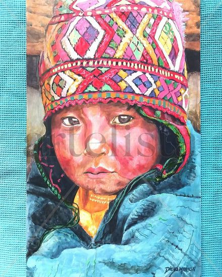 niño norteño Pastel Canvas Portrait