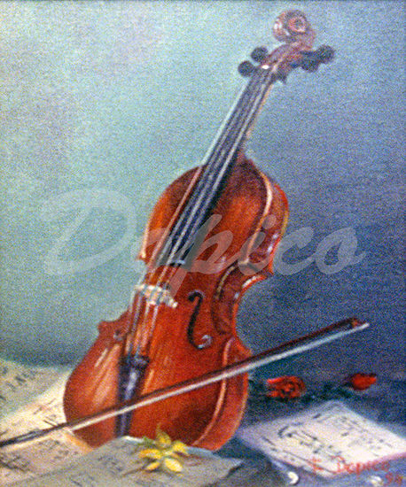 Violín/Violin Oil Canvas Still Life Paintings