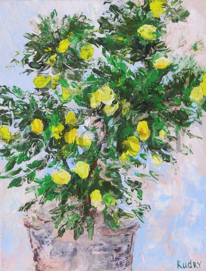 Rosas Limon Oil Canvas Floral Painting