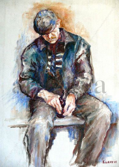 Hombre del tren Oil Canvas Figure Painting