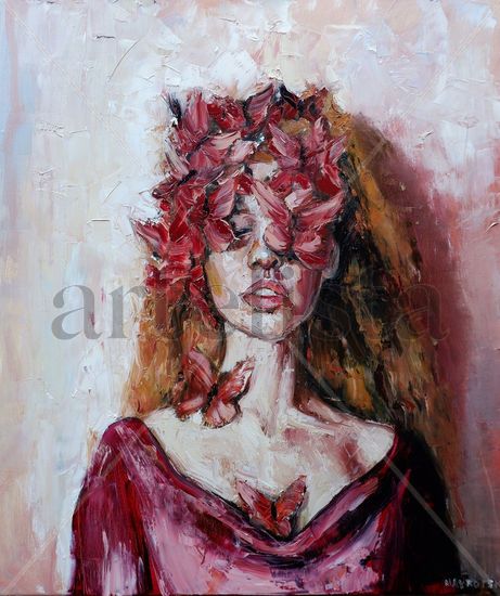 Batterfly dance Oil Canvas Portrait