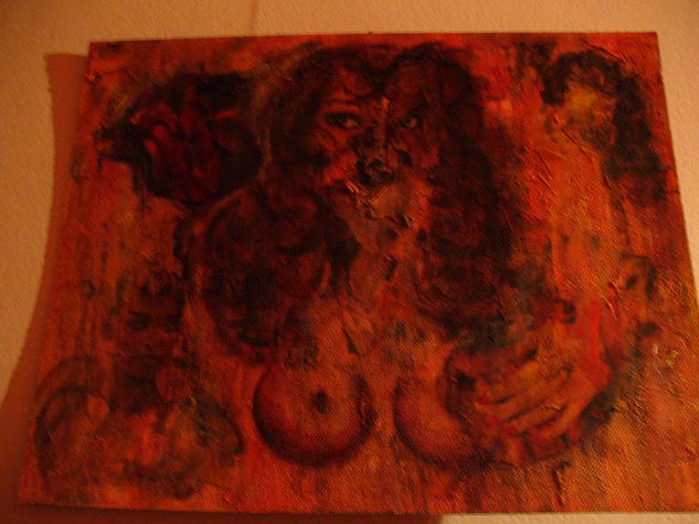 Negra rolinga (serie mujeres) Mixed media Panel Figure Painting