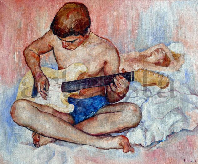 Guitarrista Óleo Lienzo Retrato