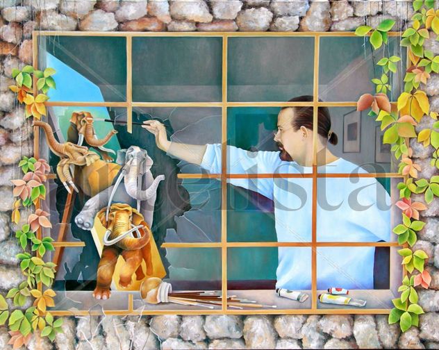 Pintor en la ventana