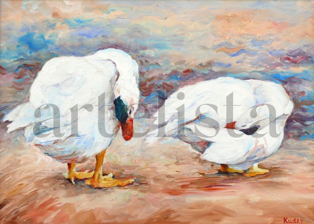 Patos Óleo Lienzo Animales