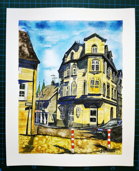 Schwelm Alemania Acuarela Papel Paisaje