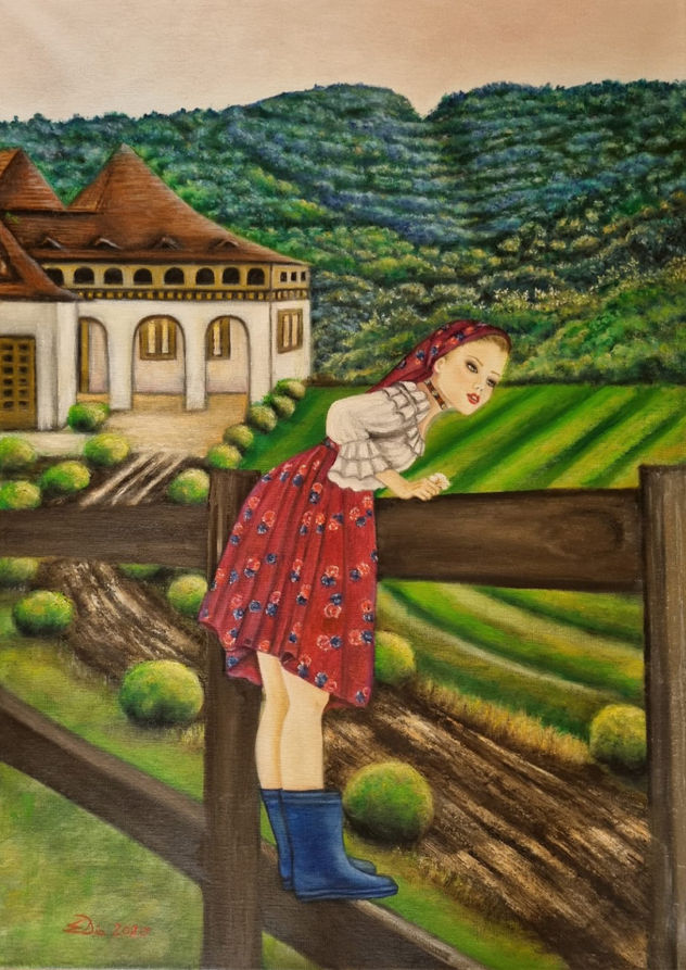 La mujer con botas azules