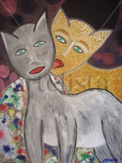 El gato enamorado Acrylic Canvas Animals