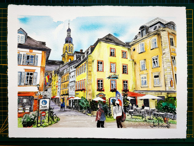 Heidelberg Acuarela Papel Paisaje